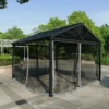 Bellini Home Barcelona 12x12' Gazebo W/ Metal Top And Net