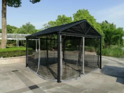 Bellini Home Barcelona 12x12' Gazebo W/ Metal Top And Net