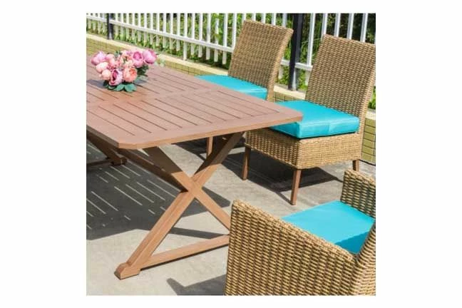 Bellini Home And Garden Kimpton 7-pc Dining Set W/ Aruba Blue Cushions And Umbrella Hole 6 Bellini Home And Garden Kimpton 7-pc Dining Set W/ Aruba Blue Cushions And Umbrella Hole - Image 6
