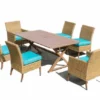 Bellini Home And Garden Kimpton 7-pc Dining Set W/ Aruba Blue Cushions And Umbrella Hole